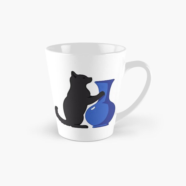 Item preview, Cat pushing a blue vase funny cat art designed and sold by Prints by Mat.