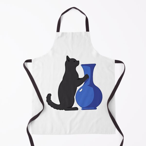 Item preview, Cat pushing a blue vase funny cat art designed and sold by Prints by Mat.