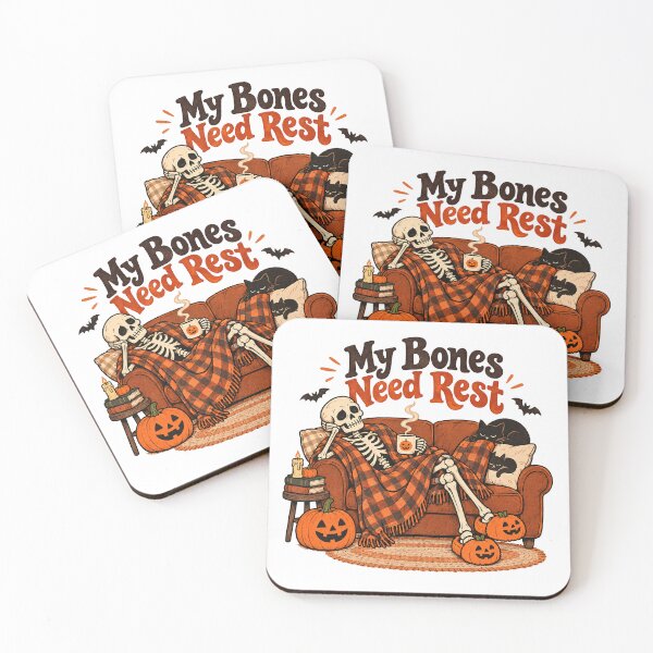 Item preview, My Bones Need Rest Skeleton Cozy Fall Vibe Art designed and sold by SayMaria.
