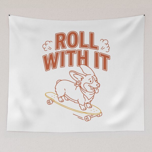 Item preview, Roll With It Corgi Skateboard Design designed and sold by NullSpacePrints.