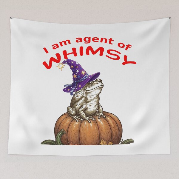 Item preview, I Am Agent Of Whimsy Wizard Frog On Pumpkin designed and sold by hepopatterns.