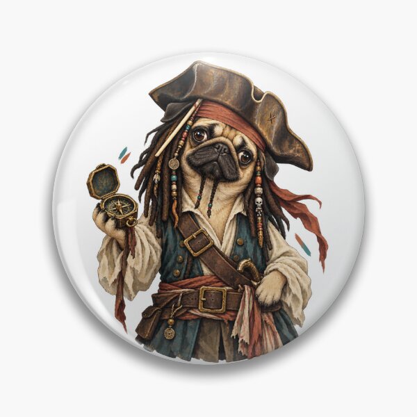 Item preview, Cazador de tesoros pirata pug designed and sold by ArtikaCreative.