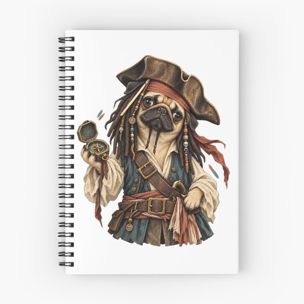 Item preview, Cazador de tesoros pirata pug designed and sold by ArtikaCreative.
