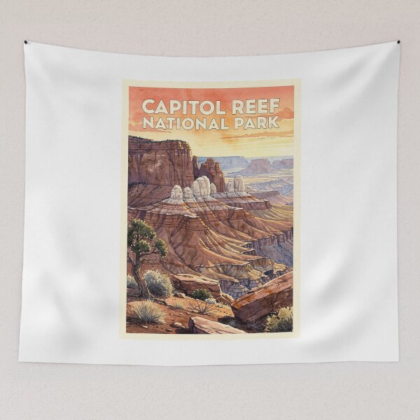 Item preview, Capitol Reef National Park Utah Vintage Watercolor Travel designed and sold by Teelogic.