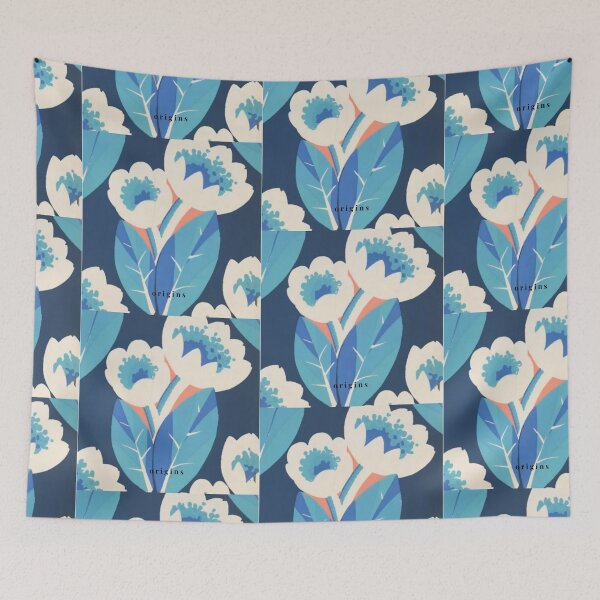 Item preview, Bold Cobalt Blue & Cream Floral Art - Modern Vintage Botanical Prin designed and sold by ORIGINS LINES.