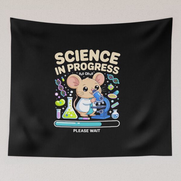 Item preview, science in progress cute mouse chemist lab cartoon microscope please wait designed and sold by DariaOltes.