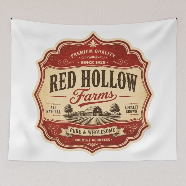 Item preview, Red Hollow Farms Vintage Label designed and sold by MargaretPolanco.