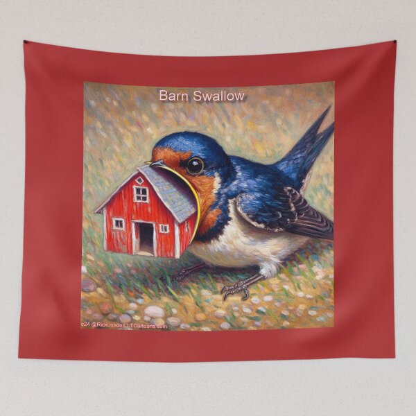 Item preview,  Barn Swallow Bird Carrying a Barn | Funny Farm Animal Art by Rick London designed and sold by Rick London Gifts.