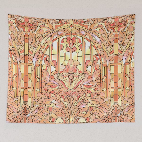 Item preview, Joyous Orange Flower Stained Glass designed and sold by LaRoach Digital Arts.