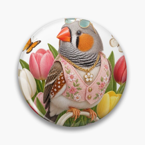 Item preview, Stylish Zebra Finch in Spring Flowers designed and sold by Ooops Radio x Everbloom.