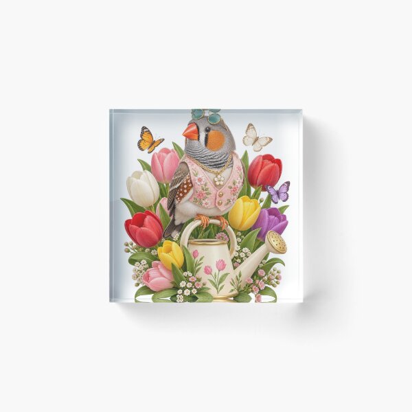 Item preview, Stylish Zebra Finch in Spring Flowers designed and sold by Ooops Radio x Everbloom.