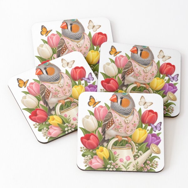 Item preview, Stylish Zebra Finch in Spring Flowers designed and sold by Ooops Radio x Everbloom.