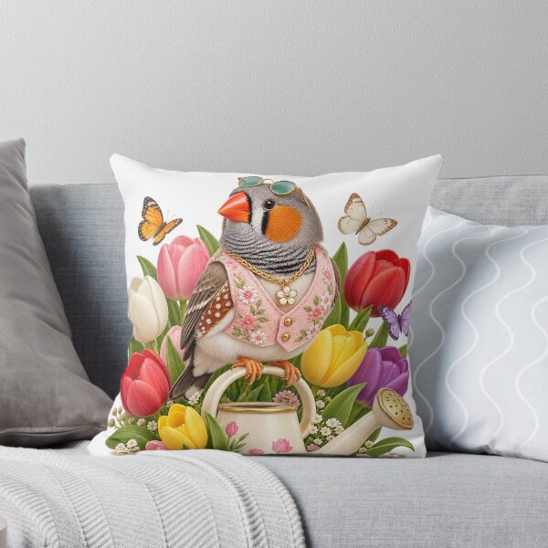 Item preview, Stylish Zebra Finch in Spring Flowers designed and sold by Ooops Radio x Everbloom.