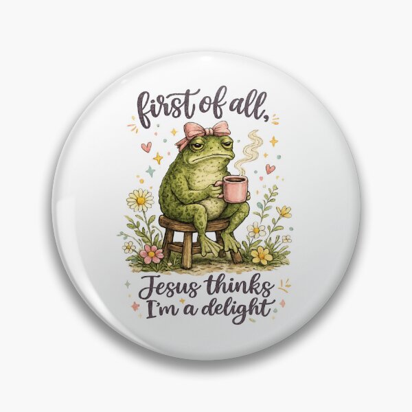 Item preview, First of All Jesus Thinks I’m a Delight Funny Frog Coffee Christian Design designed and sold by snowberry studio.