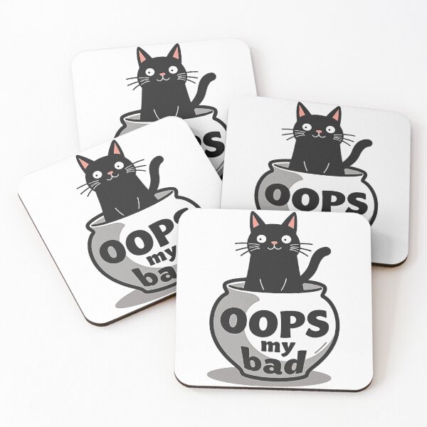 Item preview, Oops My Bad black cat in a broken vase designed and sold by Prints by Mat.