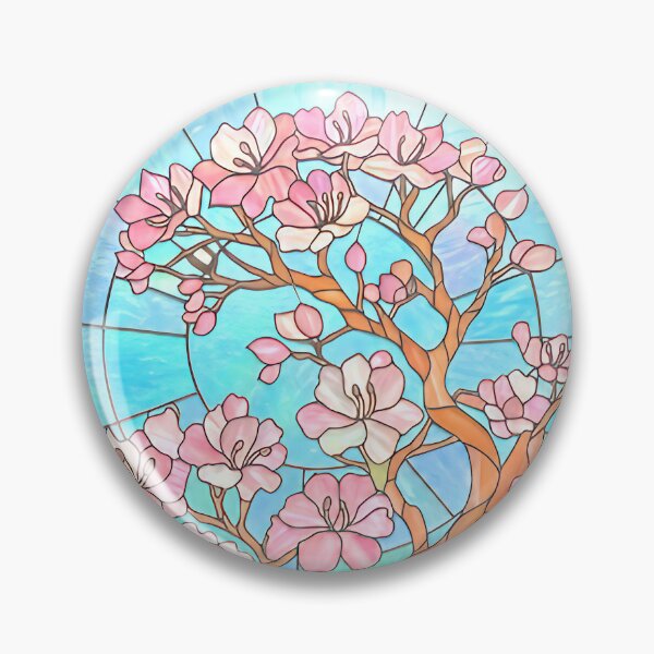 Item preview, Cherry Blossom Stained Glass Art designed and sold by LaRoach Digital Arts.