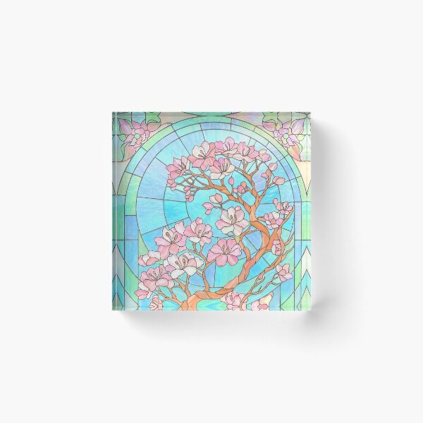 Item preview, Cherry Blossom Stained Glass Art designed and sold by LaRoach Digital Arts.