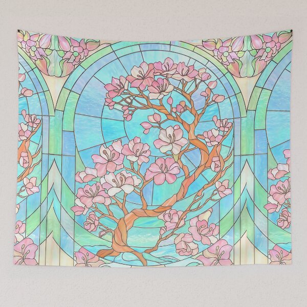 Item preview, Cherry Blossom Stained Glass Art designed and sold by LaRoach Digital Arts.