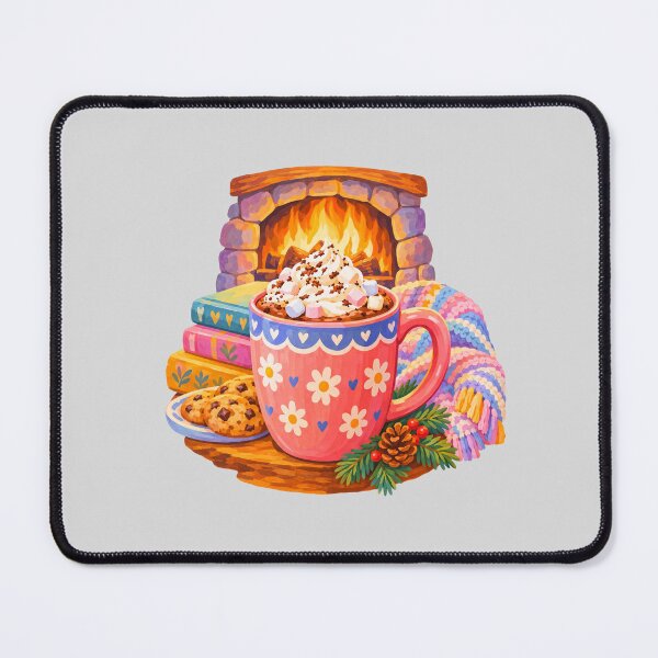 Item preview, Cozy Fireplace Hot Cocoa Winter Illustration designed and sold by hattie's.