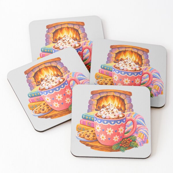 Item preview, Cozy Fireplace Hot Cocoa Winter Illustration designed and sold by hattie's.