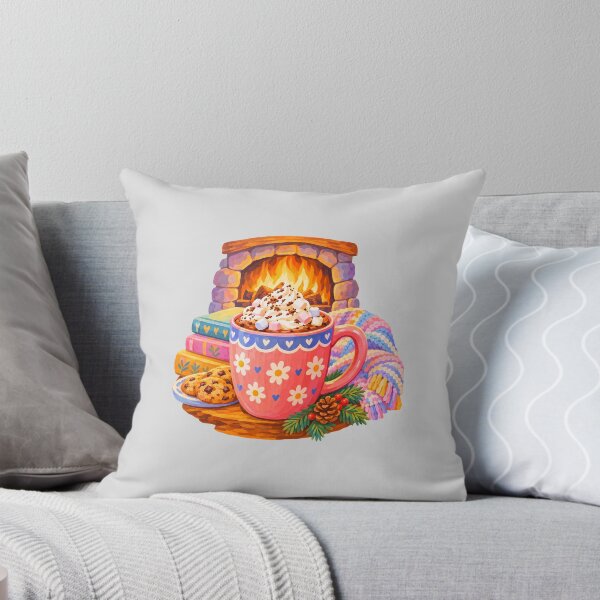 Item preview, Cozy Fireplace Hot Cocoa Winter Illustration designed and sold by hattie's.
