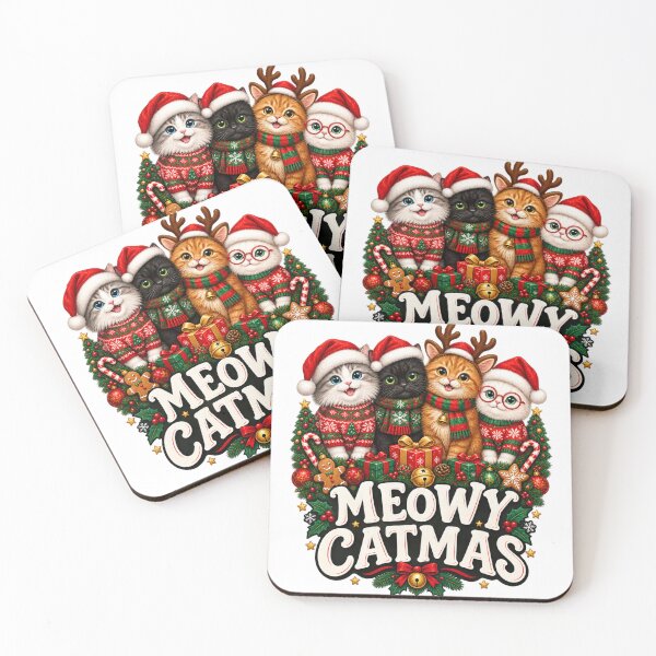 Item preview, Title: Meowy Catmas Christmas Cats – Cute Festive Cat Holiday Design designed and sold by DijaMar.