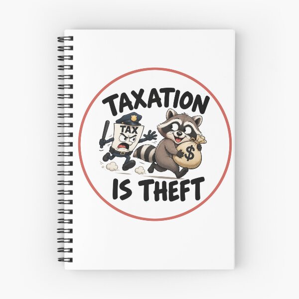 Item preview, Taxation Is Theft Libertarian Raccoon Cartoon Sticker designed and sold by NotSoSubtleRosiePeas.