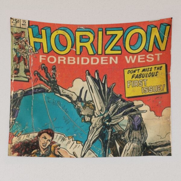Item preview, Action Game Heroes Horizon Forbidden West Vintage Comic Book Original Custom Poster Art designed and sold by Cool Robot Bro..