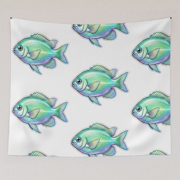 Item preview, Green Chromis Holographic Reef Fish Sticker designed and sold by KenworksDigital.