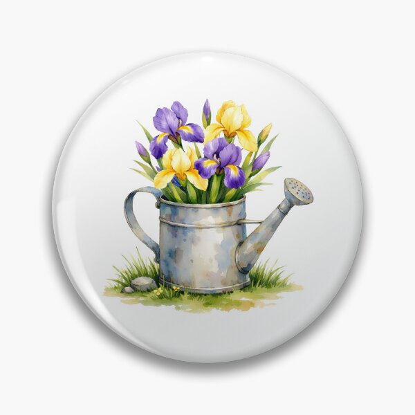 Item preview, Watercolor Watering Can with Iris Flowers  designed and sold by silviaol.