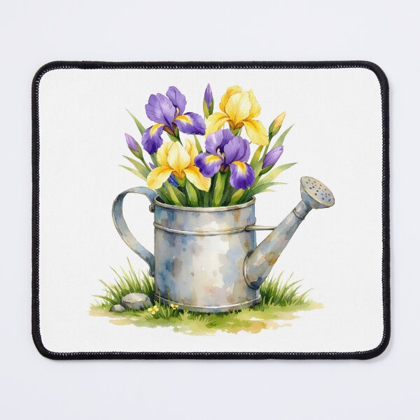 Item preview, Watercolor Watering Can with Iris Flowers designed and sold by silviaol.