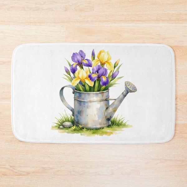 Item preview, Watercolor Watering Can with Iris Flowers  designed and sold by silviaol.