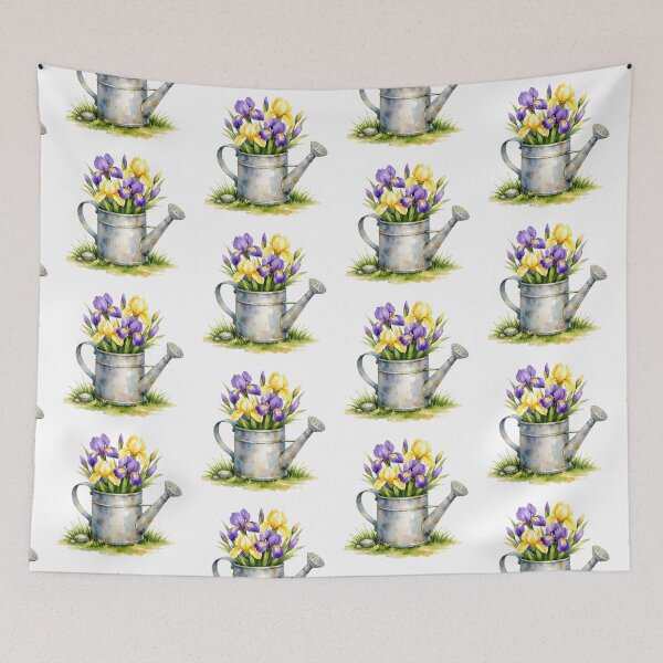 Item preview, Watercolor Watering Can with Iris Flowers  designed and sold by silviaol.