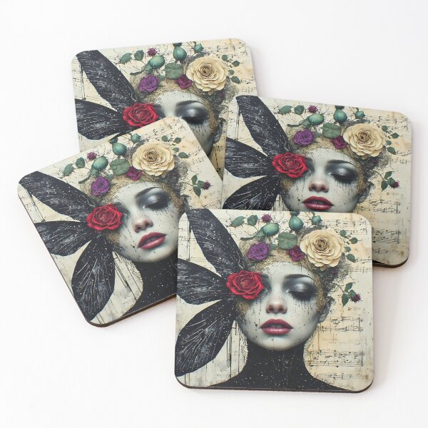 Item preview, Midnight Sonata - Gothic Botanical Butterfly Rose Portrait designed and sold by UrbanTempleArt.