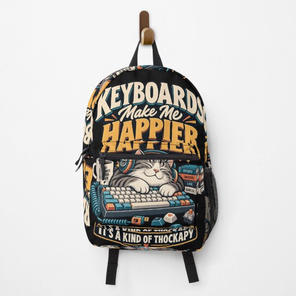 Item preview, Keyboards Make Me Happier - Thockapy Mechanical Keyboard Cat designed and sold by MOTIFOLK.