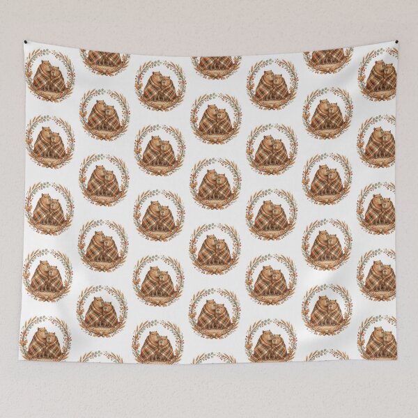 Item preview, Cozy Capybaras Plaid Blanket Wreath designed and sold by Tiffany Roy.