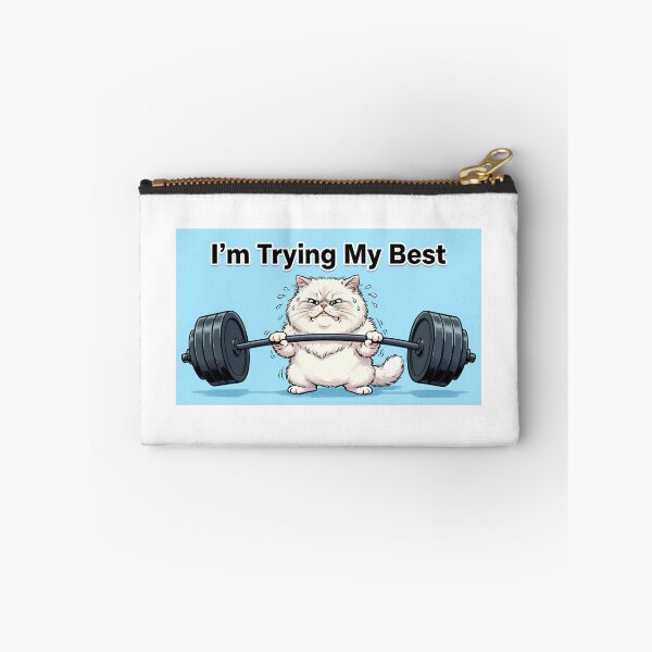 Item preview, Gym Cat Meme "I'm Trying My Best" - Funny Illustration of a Cat Lifting Weights designed and sold by fastansic.