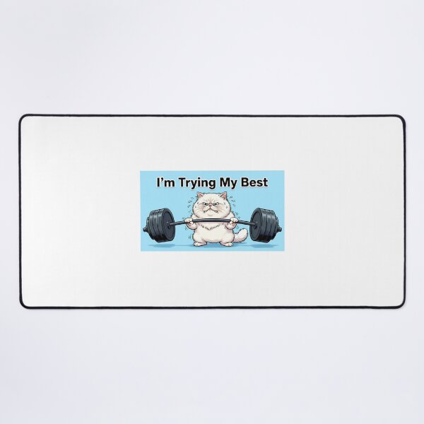 Item preview, Gym Cat Meme "I'm Trying My Best" - Funny Illustration of a Cat Lifting Weights designed and sold by fastansic.
