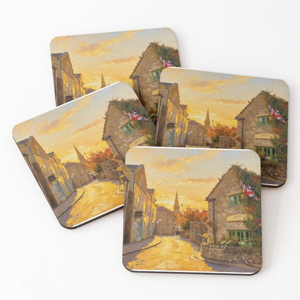 Item preview, Bakewell Peak District - Autumn Street Print - A3 A4 A5 Oil Painting - Cotswold Style Village Wall Art designed and sold by QuietCanvasArtworks.