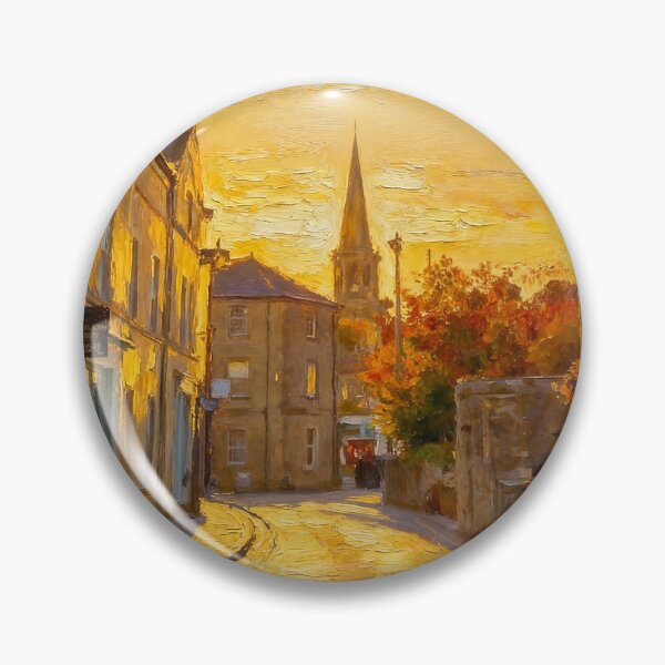 Item preview, Bakewell Peak District - Autumn Street Print - A3 A4 A5 Oil Painting - Cotswold Style Village Wall Art designed and sold by QuietCanvasArtworks.