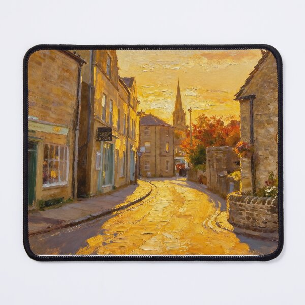 Item preview, Bakewell Peak District - Autumn Street Print - A3 A4 A5 Oil Painting - Cotswold Style Village Wall Art designed and sold by QuietCanvasArtworks.