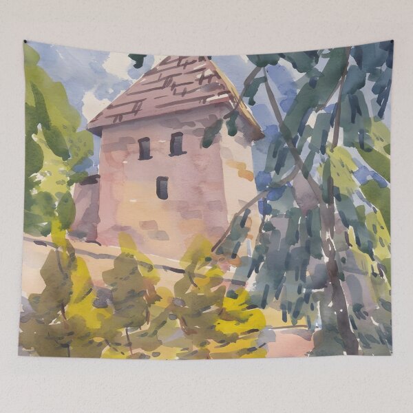 Item preview, Historic Stone Tower among Trees designed and sold by Arsenje.