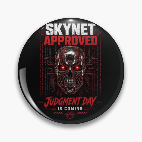 Item preview, Skynet Approved Judgment Day Is Coming - Terminator AI Skull Cyberpunk designed and sold by FakePeopleSuck.