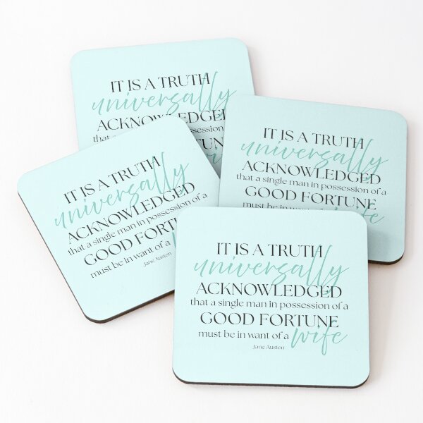 Item preview, Jane Austen Quote – Pride & Prejudice – "A Truth Universally Acknowledged" designed and sold by cheekymare.