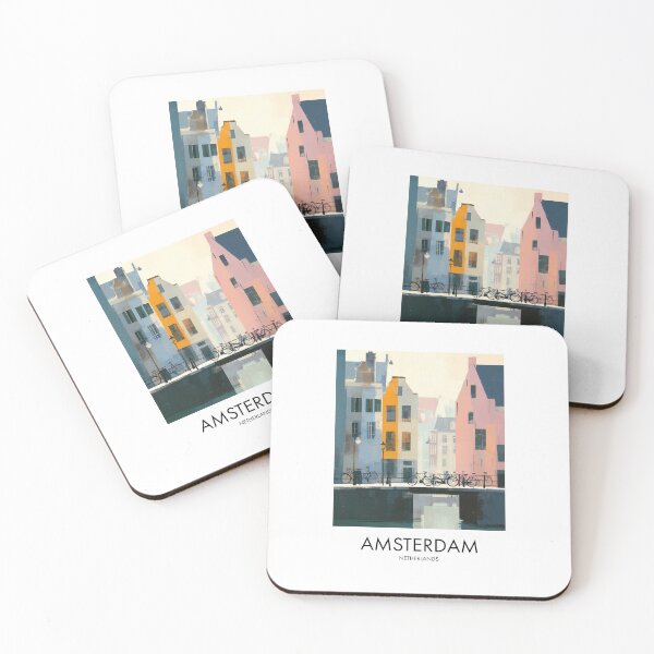 Item preview, Amsterdam – Canal Houses and Bicycles Travel Print, Netherlands designed and sold by MarkedArtPrints.