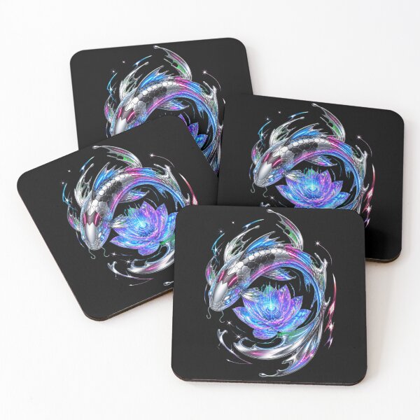 Item preview, Cyber Koi Fish Liquid Chrome Y2K Cyberpunk Lotus Art designed and sold by QCena.