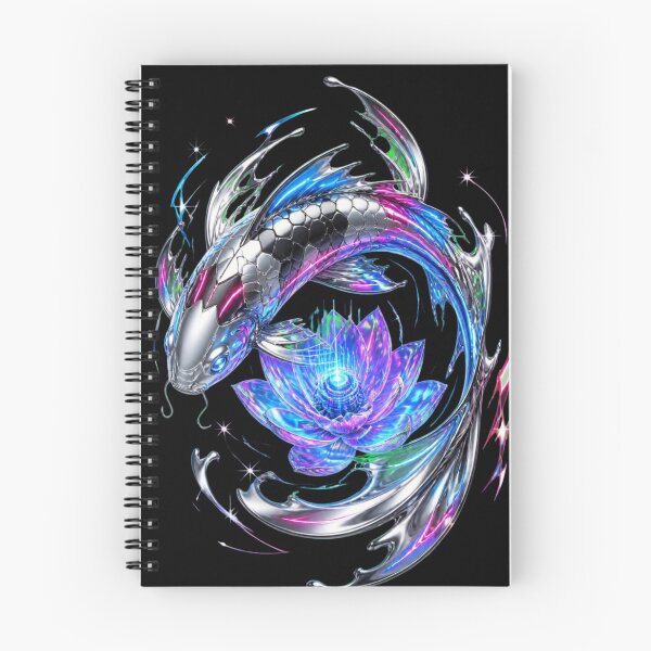 Item preview, Cyber Koi Fish Liquid Chrome Y2K Cyberpunk Lotus Art designed and sold by QCena.