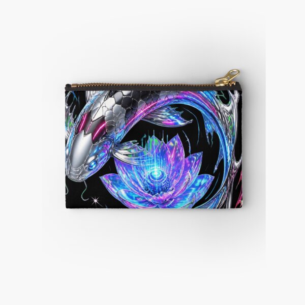 Item preview, Cyber Koi Fish Liquid Chrome Y2K Cyberpunk Lotus Art designed and sold by QCena.