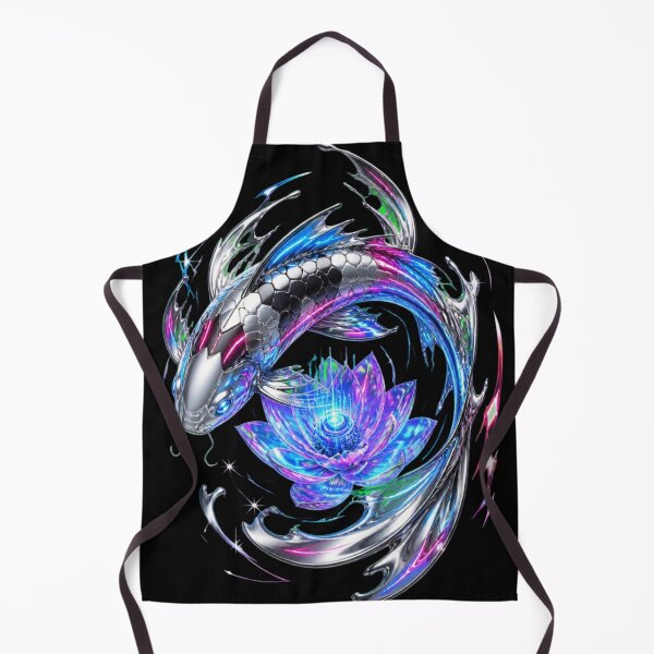 Item preview, Cyber Koi Fish Liquid Chrome Y2K Cyberpunk Lotus Art designed and sold by QCena.
