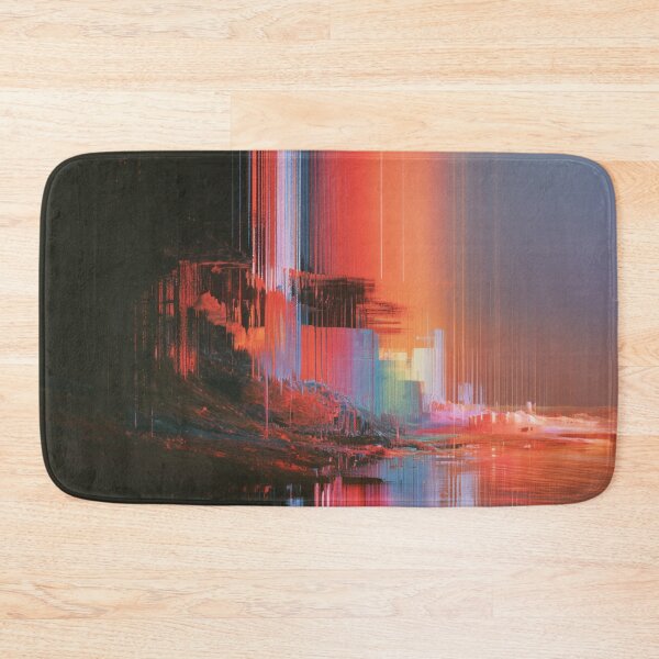 Item preview, Synthetic Sunset – Abstract Glitch Landscape designed and sold by AlfiB.